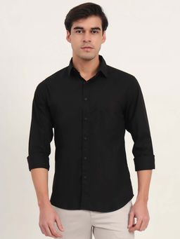 Greenfibre - Men Black Solid Casual Shirt