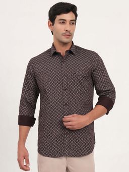 JadeBlue - Men Wine Printed Casual Shirt