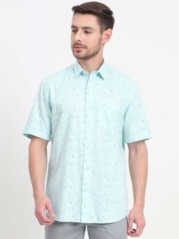 JadeBlue - Men Aqua Printed Casual Shirt