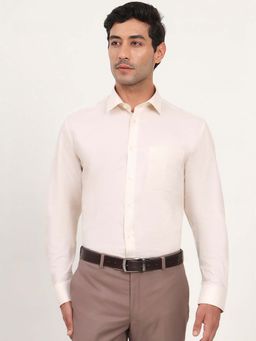JadeBlue - Men Beige Solid Formal Shirt