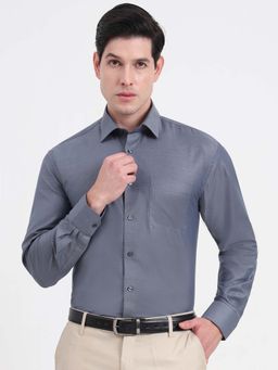 JadeBlue - Men Grey Solid Formal Shirt