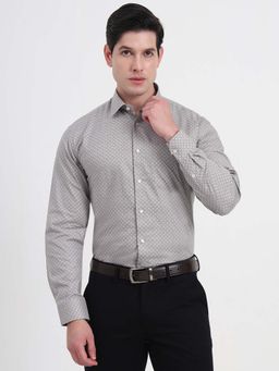 JadeBlue - Men Grey Printed Formal Shirt