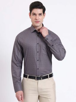 JadeBlue - Men Grey Printed Formal Shirt