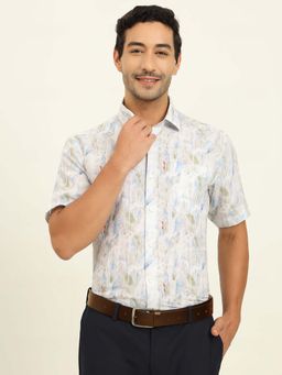 JadeBlue - Men White Printed Formal Shirt