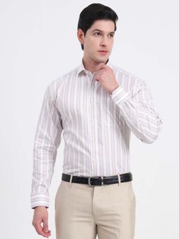 JadeBlue - Men White Stripes Formal Shirt