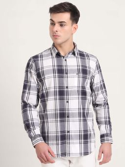 JadeBlue - Men White Checks Casual Shirt