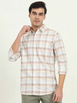 JadeBlue - Men Orange Checks Casual Shirt