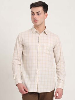 JadeBlue - Men Beige Checks Casual Shirt
