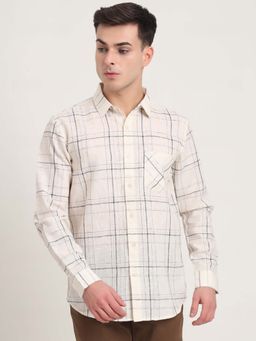 JadeBlue - Men Beige Checks Casual Shirt