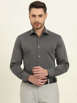 JadeBlue - Men Grey Printed Formal Shirt