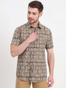 JadeBlue - Men Mustard Printed Casual Shirt