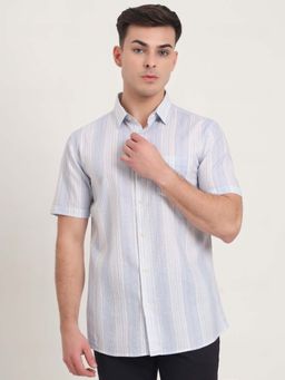 JadeBlue - Men Blue Stripes Casual Shirt
