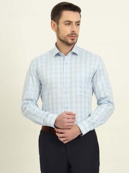 Metal - Men Blue Checks Formal Shirt
