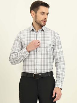 Metal - Men Grey Checks Formal Shirt