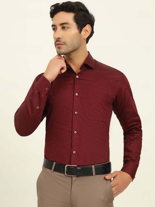 Metal Men Maroon Printed Formal Shirt