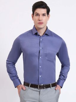 Metal - Men Blue Solid Formal Shirt