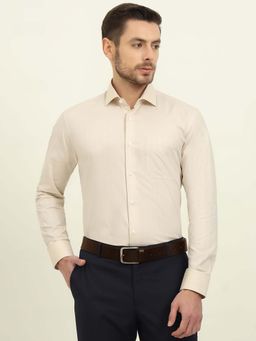 Metal - Men Beige Solid Formal Shirt
