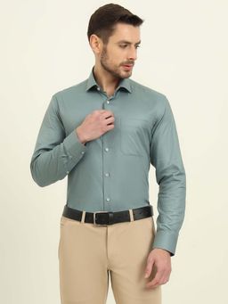 Metal - Men Green Solid Formal Shirt
