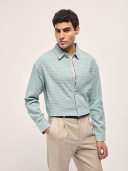 The Bear House - Men Blue Solid Formal Shirt
