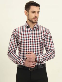 JadeBlue - Men Red Checks Formal Shirt
