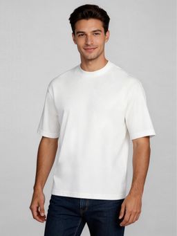 R&B - Off White Solid Mens Short Sleeves T-Shirt