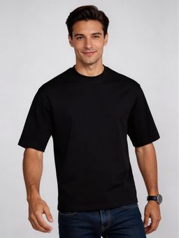 R&B - Black Solid Mens Short Sleeves T-Shirt