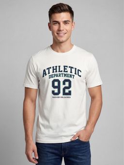 R&B - Beige Printed Mens Short Sleeves T-Shirt