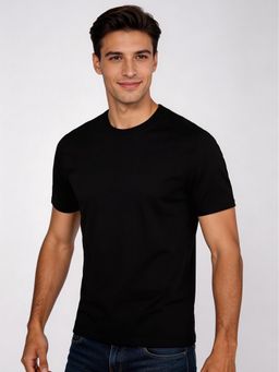 R&B - Black Solid Mens Short Sleeves T-Shirt