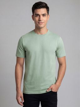 R&B - Light Green Solid Mens Short Sleeves T-Shirt