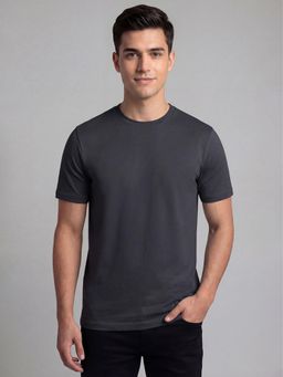 R&B - Dark Grey Solid Mens Short Sleeves T-Shirt