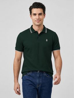 R&B - Green Solid Mens Short Sleeves Polo T-Shirt