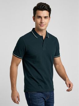 R&B - Green Solid Mens Short Sleeves Polo T-Shirt