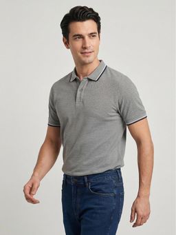 R&B - Grey Solid Mens Short Sleeves Polo T-Shirt