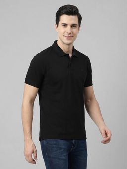 R&B - Black Solid Mens Short Sleeves Polo T-Shirt