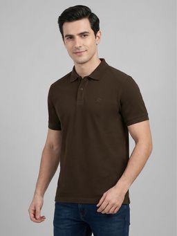R&B - Brown Solid Mens Short Sleeves Polo T-Shirt