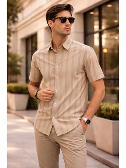 Parcel Yard - Beige Men Regular Fit Classic Casual Half Sleeve Shirt