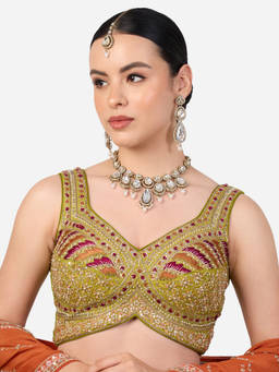 Zaveri Pearls - Antique Gold Tone Stones Necklace Jewellery Set