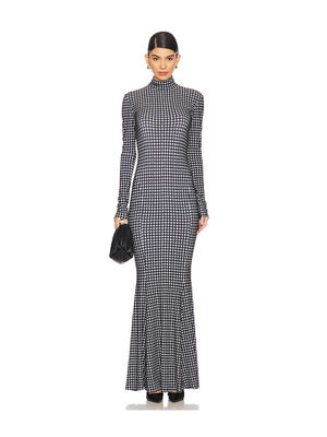 Norma Kamali Women's Long Sleeve Turtleneck Fishtail Gown - Elegant Fitted Dress With Flared Hem