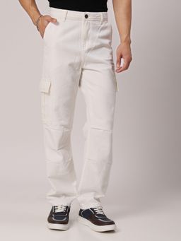 Style Quotient - Men White Relaxed Loose Fit Jeans
