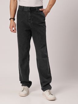 Style Quotient - Men Black Relaxed Fit High Rise Cotton Jeans