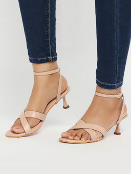 Twenty Dresses by Nykaa Fashion - Beige Round Toe Criss Cross Stiletto Heels