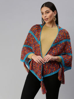 Magic Needles - Red And Blue Shawl Scarf