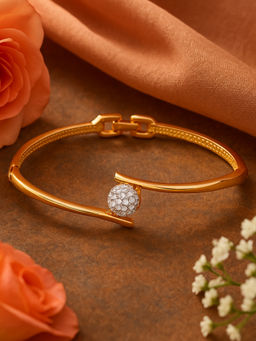 Estele - Dual Tone Kada Bracelet|Simple Crystal Centerpiece for Office Wear