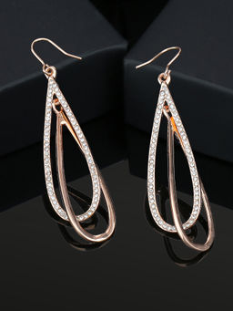 Estele - Sparkling Rose Gold-Plated Dangle Earrings – Party & Office Jewelry