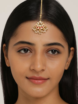 Estele - Gold Plated CZ Maang Tikka with Pearls for Wedding & Festive Look