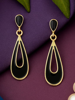 Estele - Stylish Black Enamel Drop Earrings|Trendy Office & Casual Wear