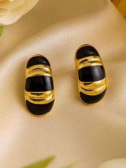 Estele - Trendy Black Enamel Stud Earrings|Simple Office Wear Fashion Jewelry