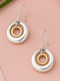 Estele - Dual Finish Circle Drop Earrings|Lightweight Office & Daily Jewelry