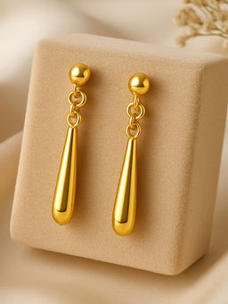 Estele - Classic Gold Finish Drop Earrings|Trendy Lightweight Daily & Office Use