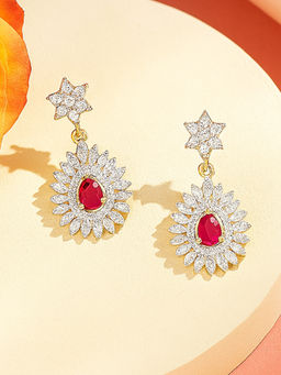 Estele - Sparkling Dual Finish CZ Drop Earrings|Trendy Party & Gifting Jewelry
